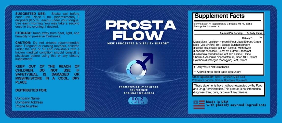 Prosta Flow supplement label and product details